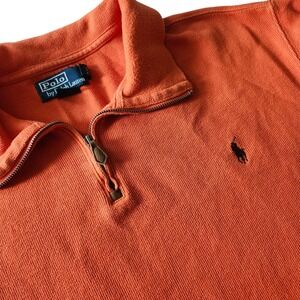 Polo Ralph Lauren XXL Orange Long Sleeve Quarter 1/4 Zip Pullover Shirt sweater